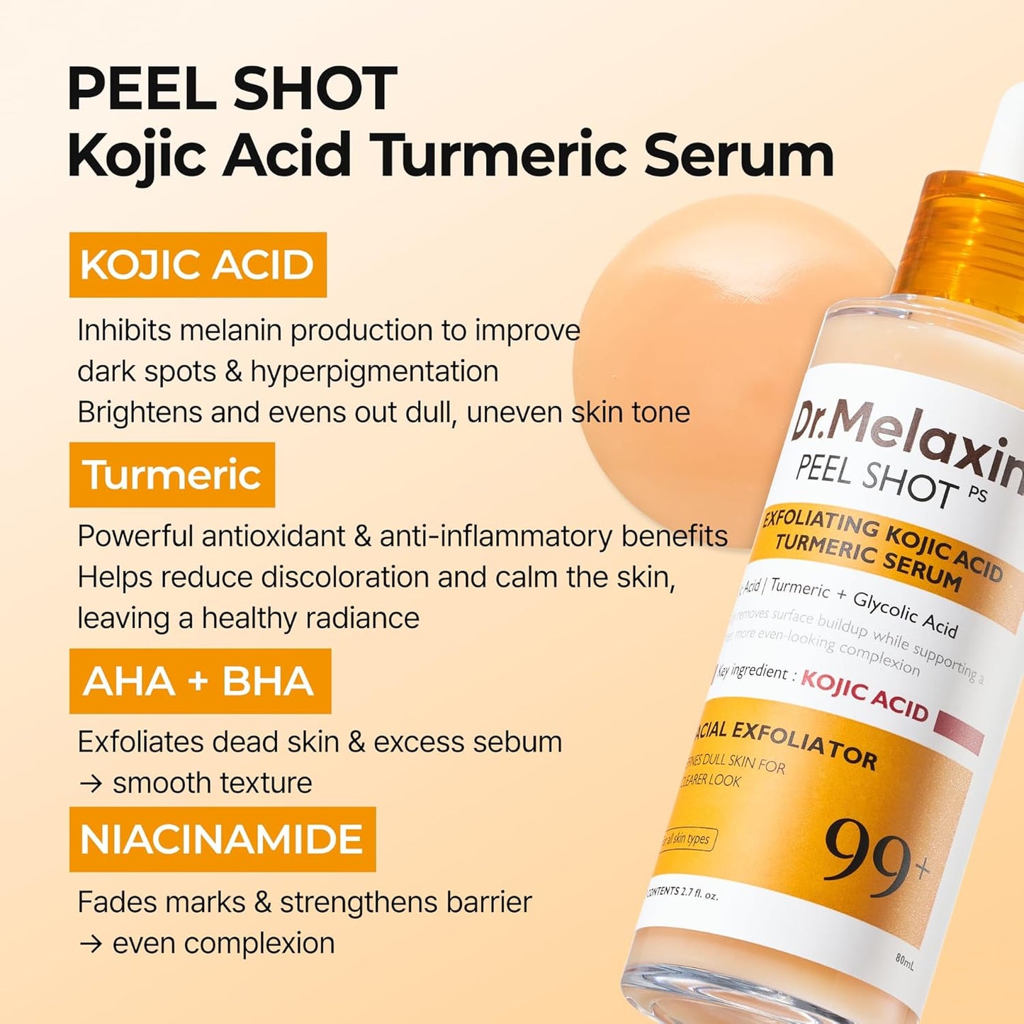 [DR.MELAXIN] Peel Shot Kojic Acid Turmenic Serum 80ml