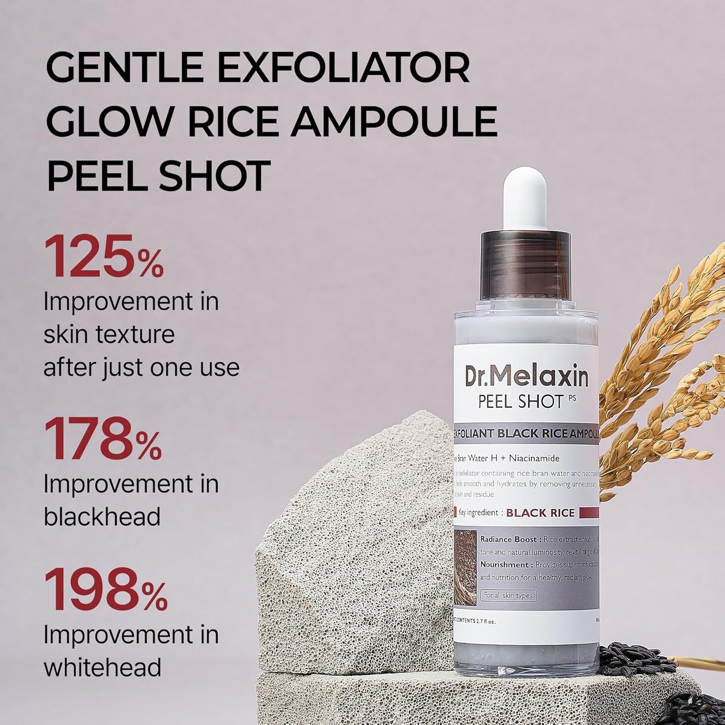 [DR.MELAXIN] Peel Shot Exfoliating Black Rice Ampoule 80ml