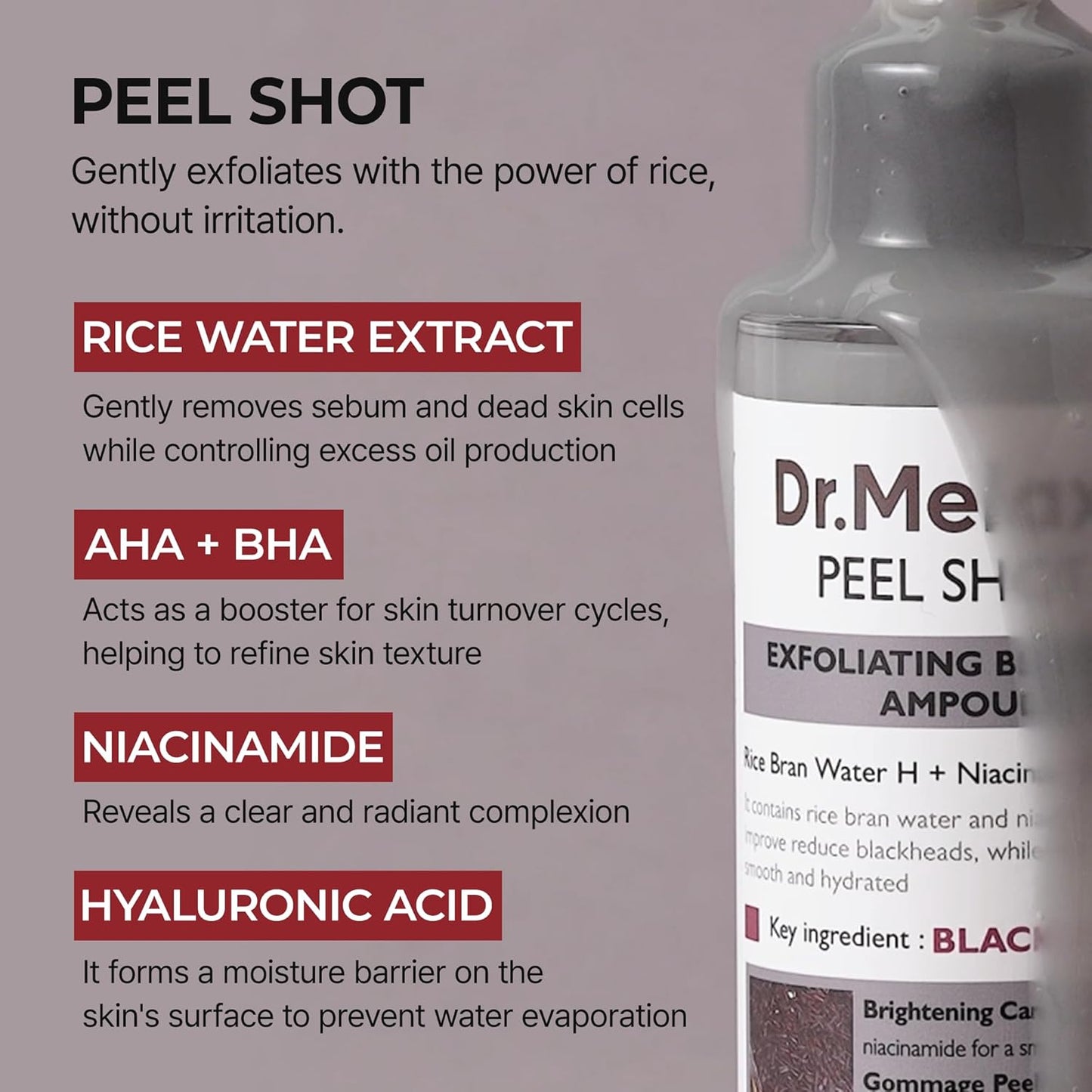 [DR.MELAXIN] Peel Shot Exfoliating Black Rice Ampoule 80ml