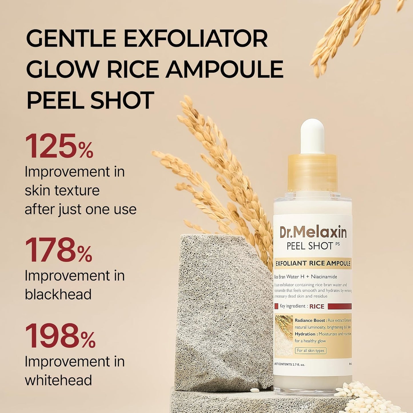 [DR.MELAXIN] Peel Shot Exfoliating White Rice Ampoule 80ml